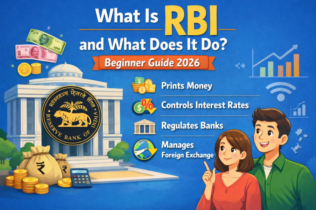 What Is RBI and What Does It Do – Beginner Guide 2026 infographic explaining Reserve Bank of India functions